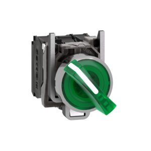 XB4BK123B5 | Illuminated selector switch, metal, green, Ø22, 2 positions, stay put, 24 V AC/DC, 1 NO + 1 NC