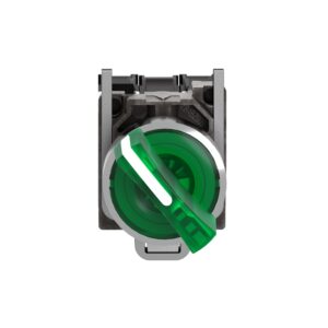 XB4BK123G5 | Illuminated selector switch, metal, green, Ø22, 2 positions, stay put, 110...120 V AC, 1 NO + 1 NC