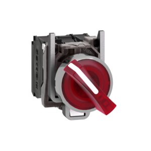 XB4BK124B5 | Illuminated selector switch, metal, red, Ø22, 2 positions, stay put, 24 V AC/DC, 1 NO + 1 NC