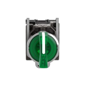 XB4BK133B5 | Illuminated selector switch, metal, green, Ø22, 3 positions, stay put, 24 V AC/DC, 1 NO + 1 NC