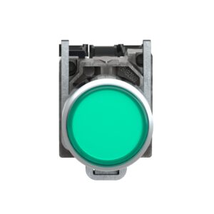 XB4BW3365 | Illuminated push button, metal, flush, green, Ø22, spring return, <= 250 V, 1 NO + 1 NC