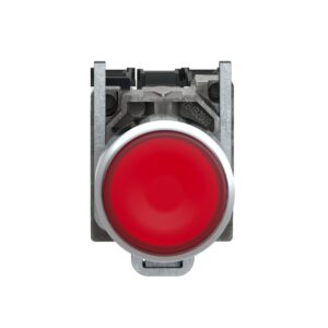 XB4BW3465 | Illuminated push button, metal, flush, red, Ø22, spring return, <= 250 V, 1 NO + 1 NC