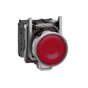 XB4BW34B5 | Illuminated push button, metal, flush, red, Ø22, spring return, 1 NO + 1 NC 24 V AC/DC