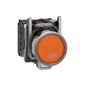 XB4BW35B5 | Illuminated push button, metal, flush, orange, Ø22, spring return, 1 NO + 1 NC 24 V AC/DC