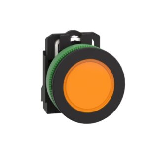 XB5FVB5 | Pilot light, Harmony XB5, antimicrobial, grey plastic, orange flush mounted, 30mm, universal LED, plain lens, 24V AC DC