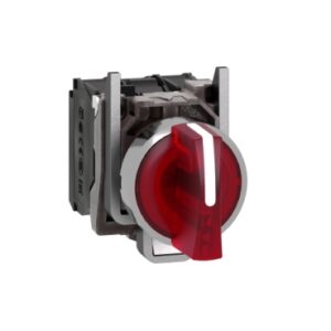 XB4BK134M5 | Illuminated selector switch, metal, red, Ø22, 3 positions, stay put, 230...240 V AC, 1 NO + 1 NC