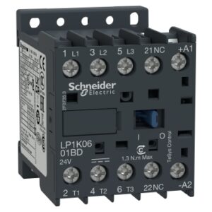 LP1K0601BD | TeSys K contactor - 3P - AC-3 <= 440 V 6 A - 1 NC aux. - 24 V DC coil