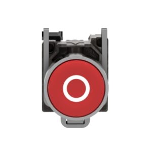XB4BA4322 | Push button, metal, flush, red, Ø22, spring return, marked O, 1 NC