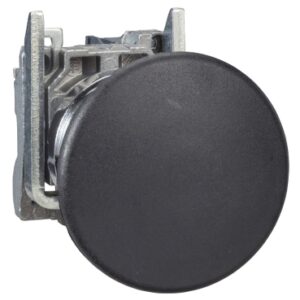 XB4BC21 | Push button, metal, black mushroom Ø40, Ø22, spring return, unmarked, 1 NO