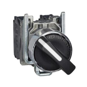XB4BD41 | Selector switch, metal, black, Ø22, 2 positions, spring return from right to left, 1NO